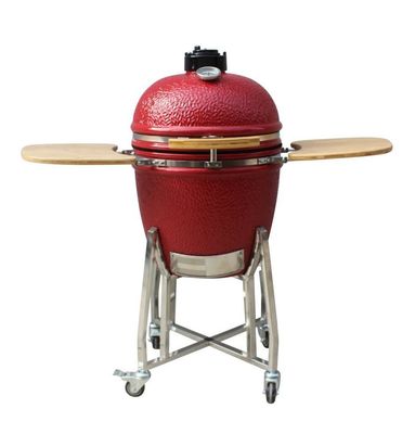Kamado Grill 22 นิ้ว High Degree Fired Resistance Outdoor Charcoal Grill สีแดง