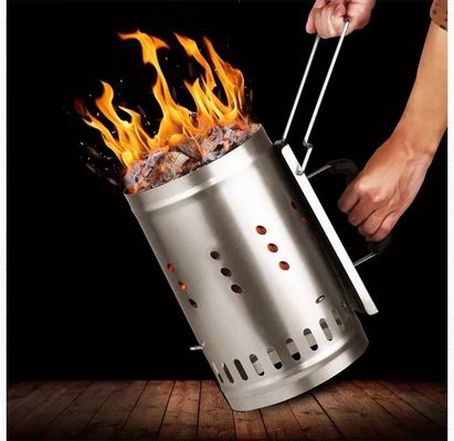 ถ่านบาร์บีคิว Chimney Starter เครื่องครัวเหล็กชุบสังกะสีสำหรับงานหนัก