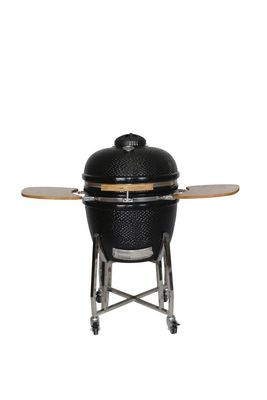 Kamado Grill กลางแจ้ง 24 นิ้ว เตาย่างถ่านสีดำ 61 ซม. พร้อมรถเข็นและโต๊ะข้าง