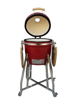 สีแดง 39 ซม. 15 นิ้ว Kamado Grill เครื่องครัวสแตนเลส