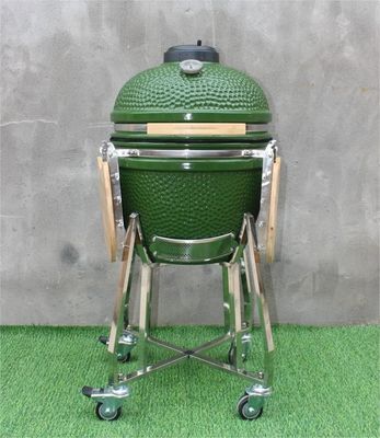 สีเขียว 48 ซม. Kamado 18 นิ้วเครื่องครัวย่างเหล็กเคลือบสีดำ