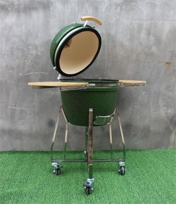 สีเขียว 48 ซม. Kamado 18 นิ้วเครื่องครัวย่างเหล็กเคลือบสีดำ