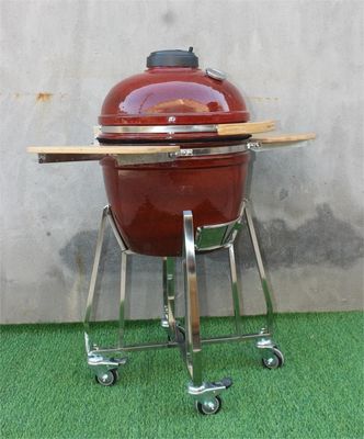 Kamado เตาย่างบาร์บีคิว 18 นิ้ว รมควัน เซรามิก ทรอปิคอล สีแดง 48ซม