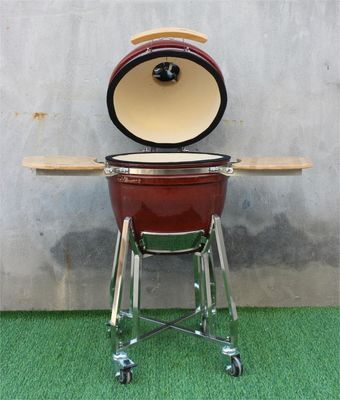 Kamado เตาย่างบาร์บีคิว 18 นิ้ว รมควัน เซรามิก ทรอปิคอล สีแดง 48ซม