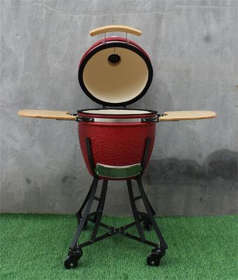 เครื่องครัว เตาบาร์บีคิว 17 นิ้ว Kamado Royal Red 44ซม. เหล็กเคลือบสีดำ