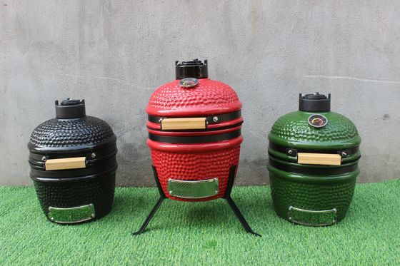 เครื่องครัว Kamado Grill 13 นิ้ว สีเขียว เหล็กเคลือบสีดำ