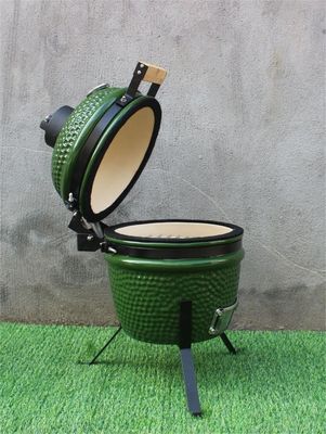 เครื่องครัว Kamado Grill 13 นิ้ว สีเขียว เหล็กเคลือบสีดำ