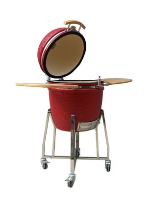 Kamado Grill 22 นิ้ว High Degree Fired Resistance Outdoor Charcoal Grill สีแดง